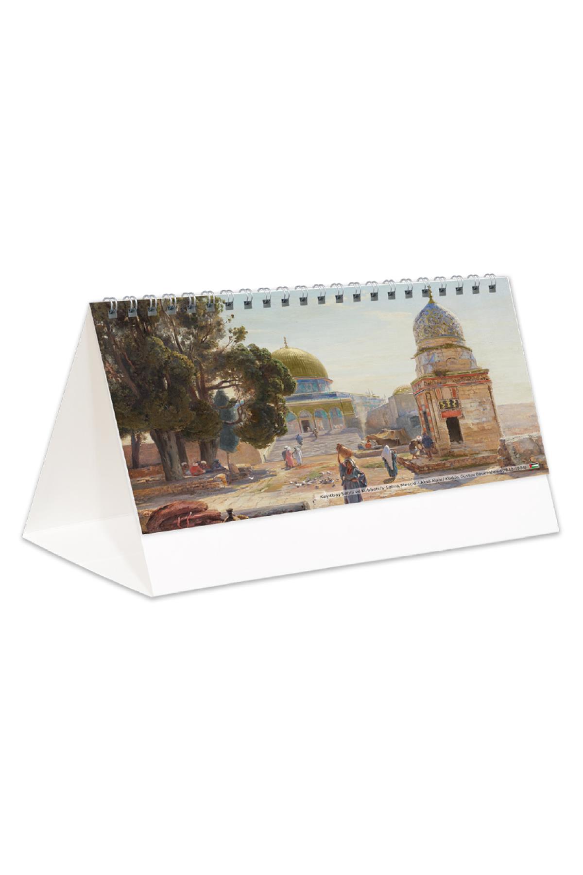 2026 Filistin Piramit Masa Takvimi Masaüstü Takvim 21x17 cm