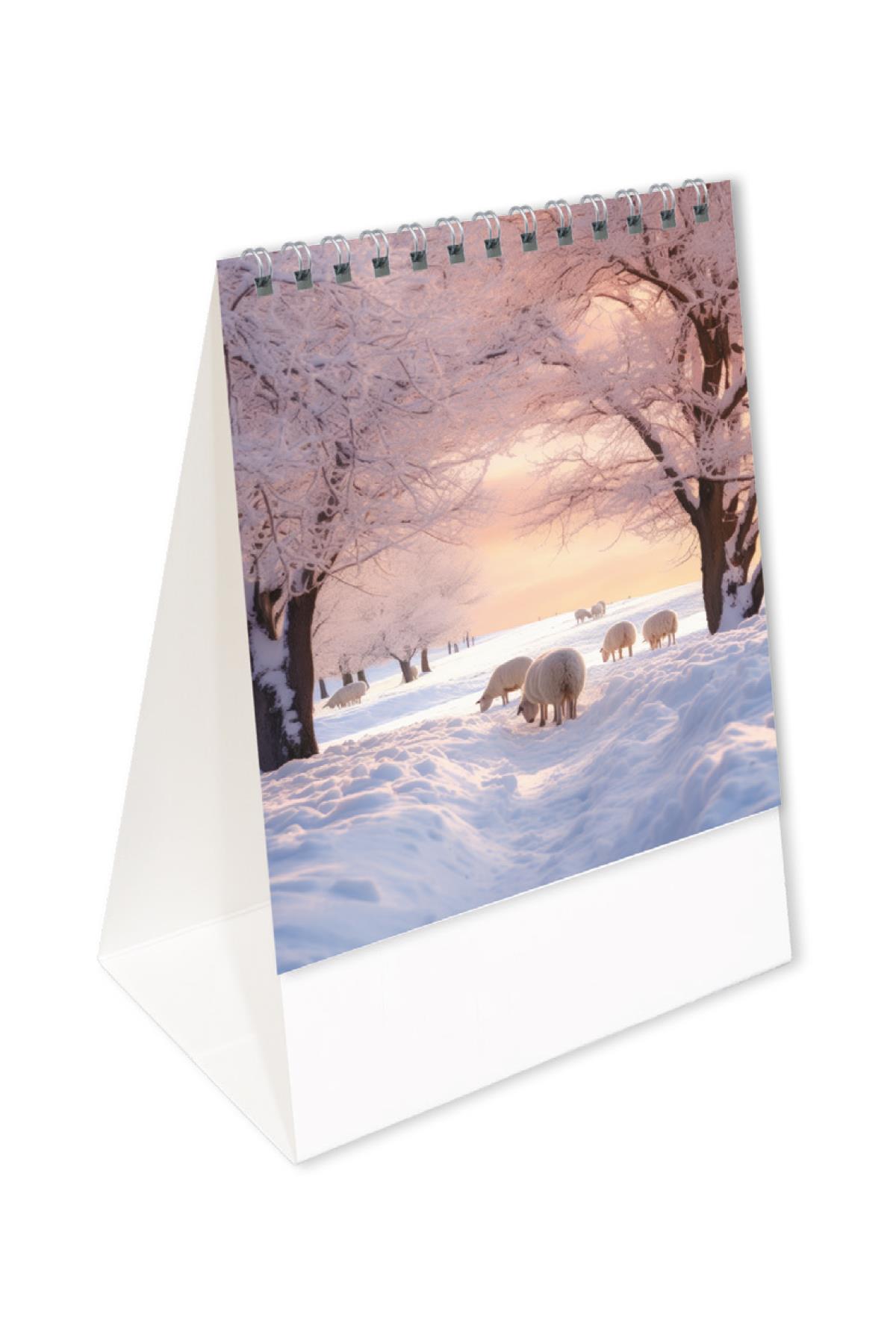 2026 Mevsimler Piramit Masa Takvimi Dikey Masaüstü Takvim 12x19,5 cm