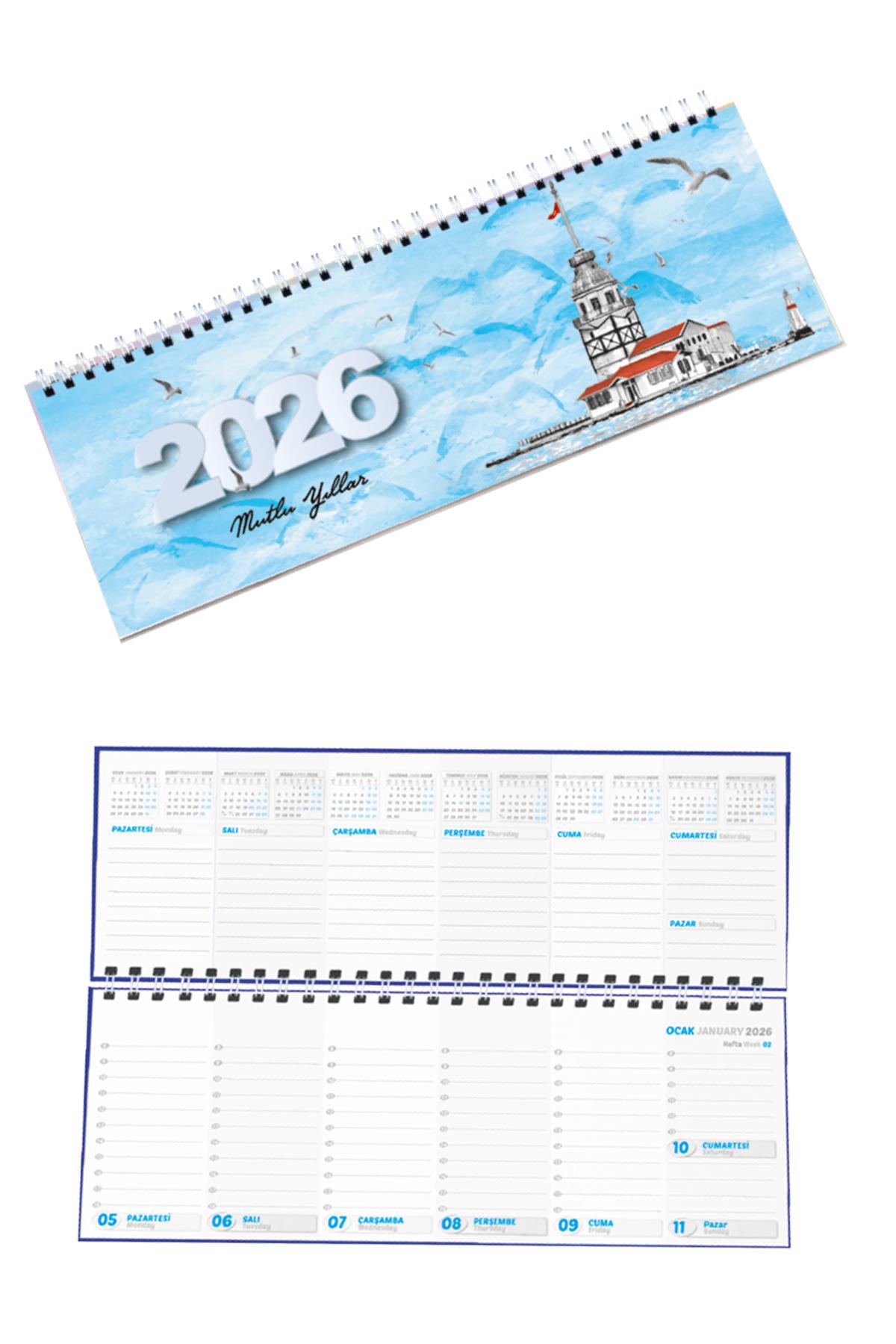 2026 Haftalık Masa Takvimi Masa Sümeni Küçük Boy 31x11 cm