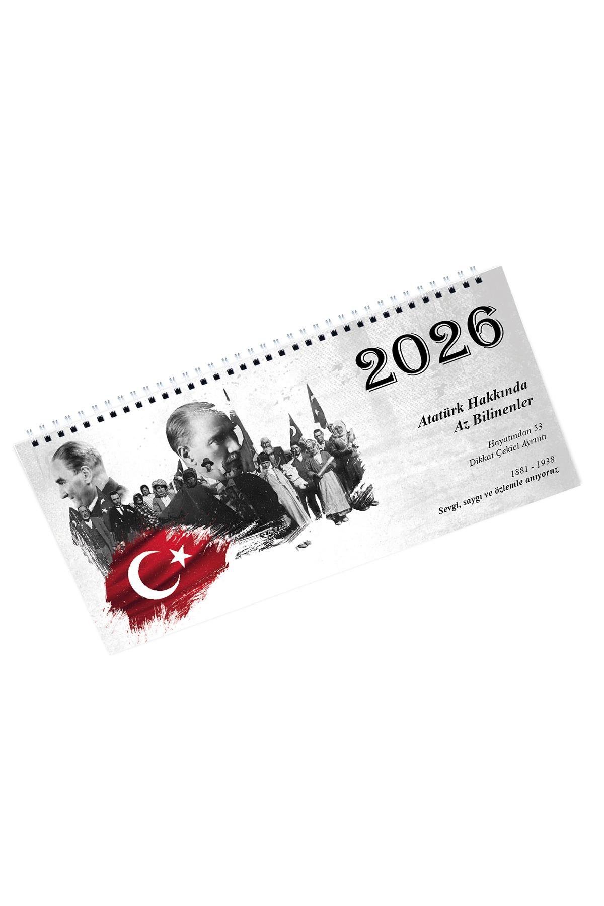 2026 Atatürk Haftalık Masa Takvimi Masa Sümeni Büyük Boy 33x16 cm