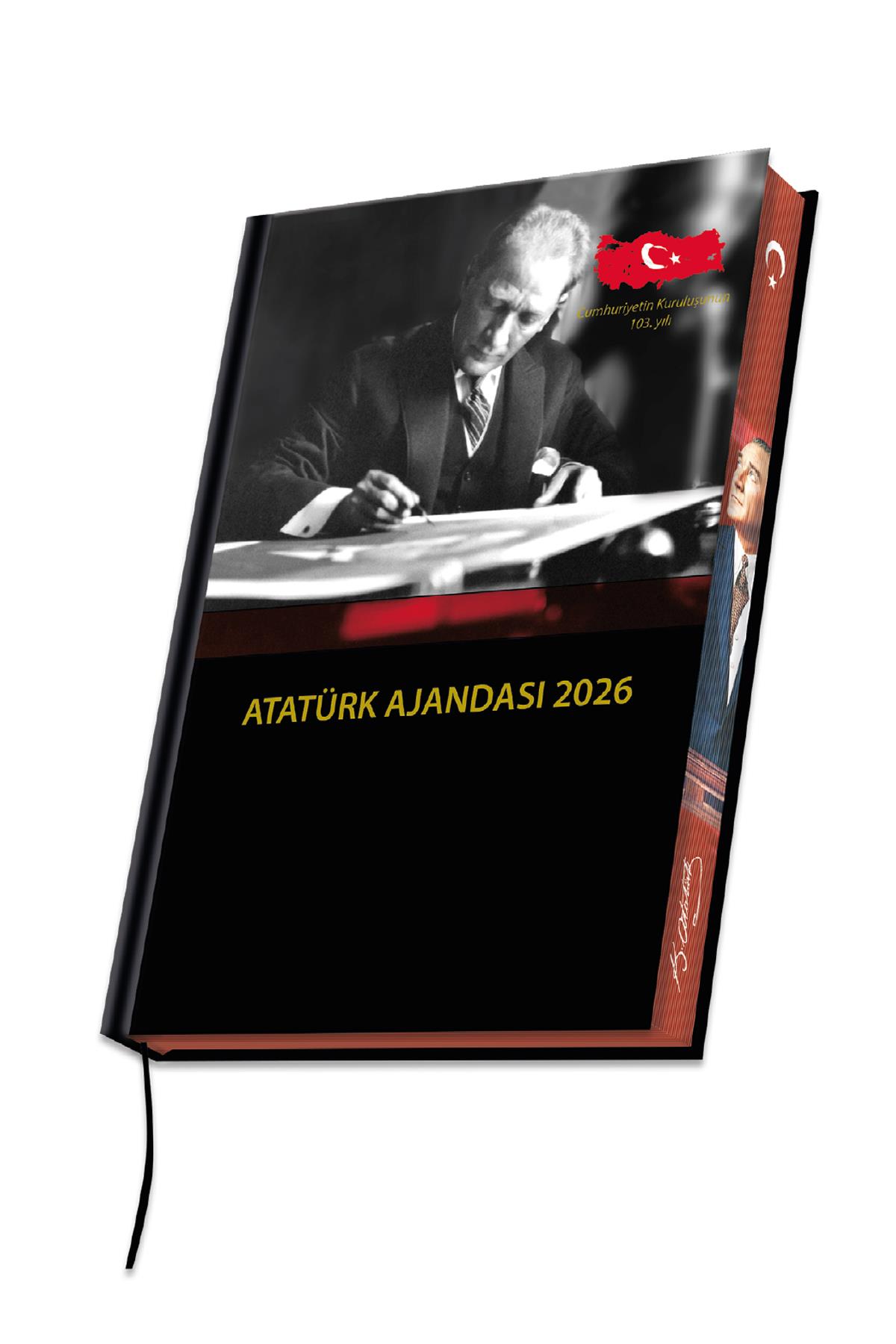 2026 Atatürk Ajanda Yıllık Atatürk Ajandası Kenar Boyalı 17x24 cm