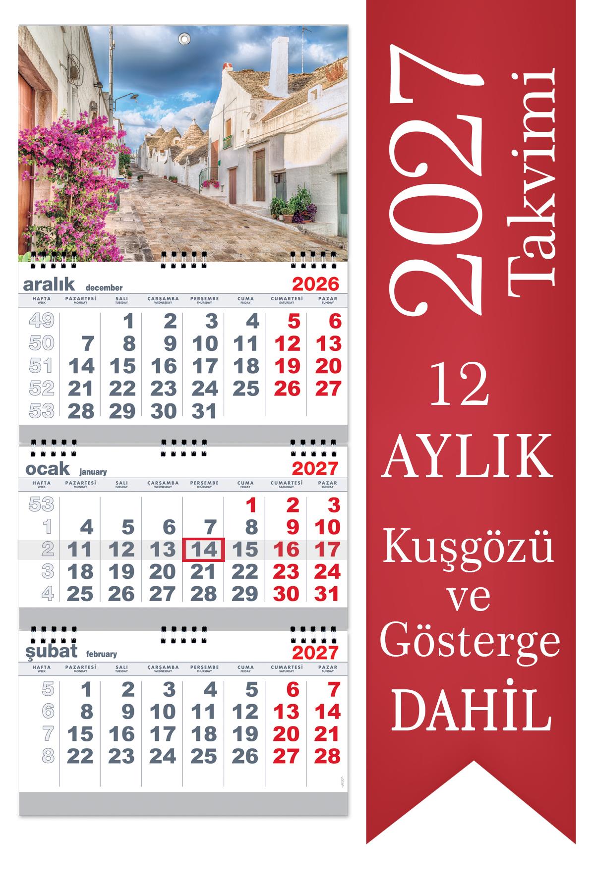 2027 Büyük Boy Gemici Takvimi Denizci Duvar Takvimi Beyaz Renk 33x77,5 cm