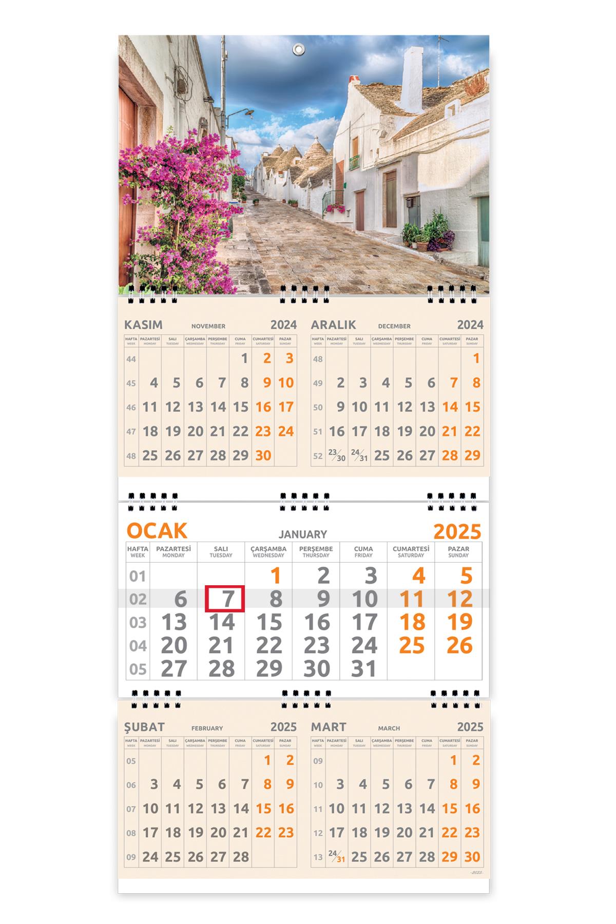 2026 5 Aylık Gemici Takvimi Denizci Duvar Takvimi 33x77,5 cm