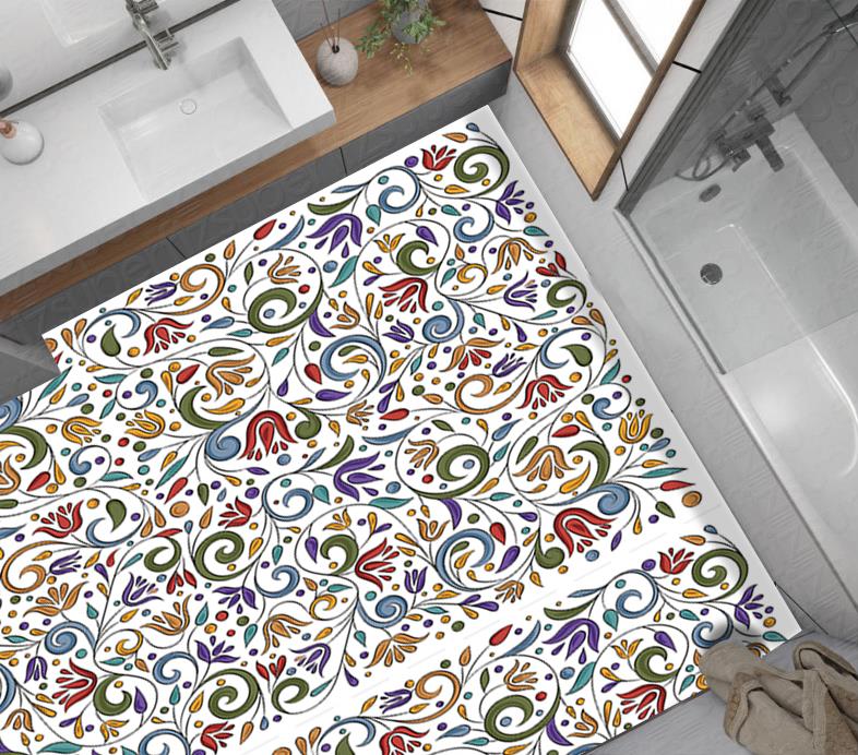 Yer Kaplama Zemin Kaplama Folyosu 65x130 cm Soyut Çiçek