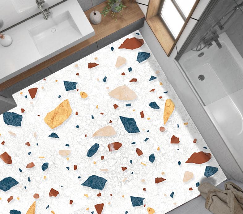 Yer Kaplama Zemin Kaplama Folyosu 65x130 cm Terrazzo Renkli Mermer