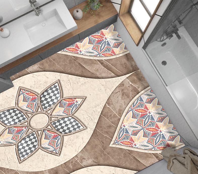 Yer Kaplama Zemin Kaplama Folyosu 65x130 cm Tile Flowers