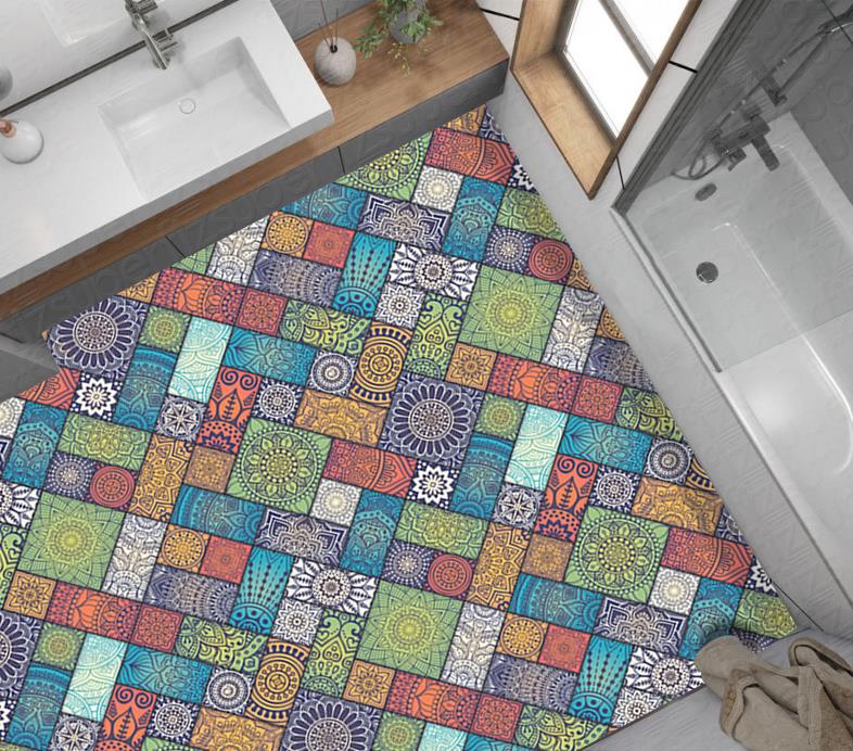 Yer Kaplama Zemin Kaplama Folyosu 65x130 cm Mandala